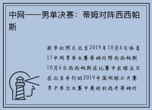 中网——男单决赛:蒂姆对阵西西帕斯